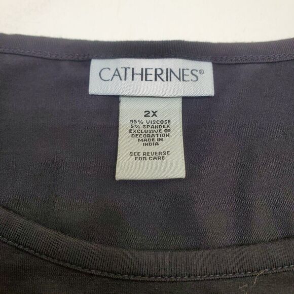 Catherine's Black Gold Embellished Trim Top  Holiday Party Women's Plus Size 2X - Picture 11 of 14